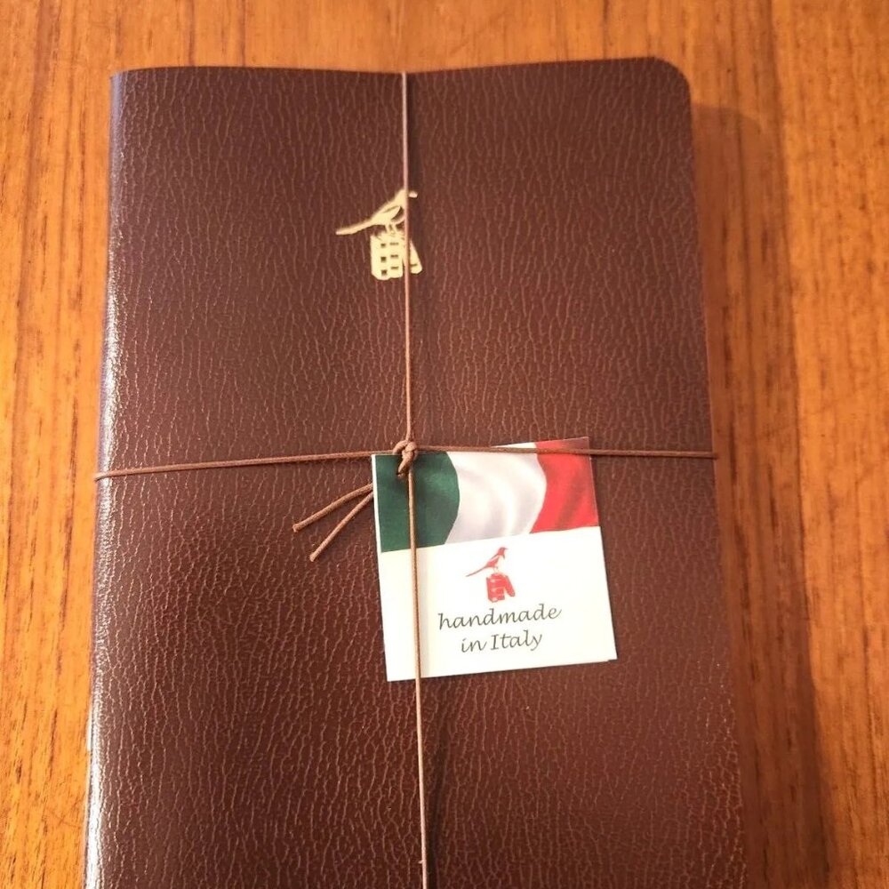 NWT! Set 3 BIEFFE Italy Lined Handmade Notebooks BROWN Journal RED EDGES 5.5X 8"